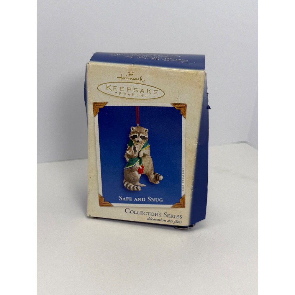 Hallmark Keepsake Ornament Safe and Snug Raccoons 2003 Porcelain QX8217 Series 3
